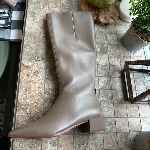 7or9 BOOT milk coffee KNEE HIGH women’s boot size 8 KHAKI 30mm height SHEEPSKIN - Picture 13 of 16